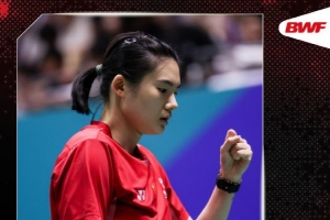 韩悦2-0印尼选手玛丽斯卡，晋级中国羽毛球公开赛女单四强