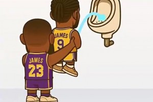 笑死！用尿尿来演绎NBA球星的球风：老詹抱着布朗尼尿